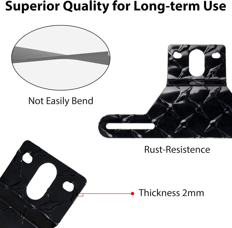 BFXM Universal Trailer License Plate Bracket Frame, License Plate Holder, Trailer Mount Plate Frame, License Plate Bracket for RV, Boat, Trailer Licence Tag Holder (Black) - Image 3